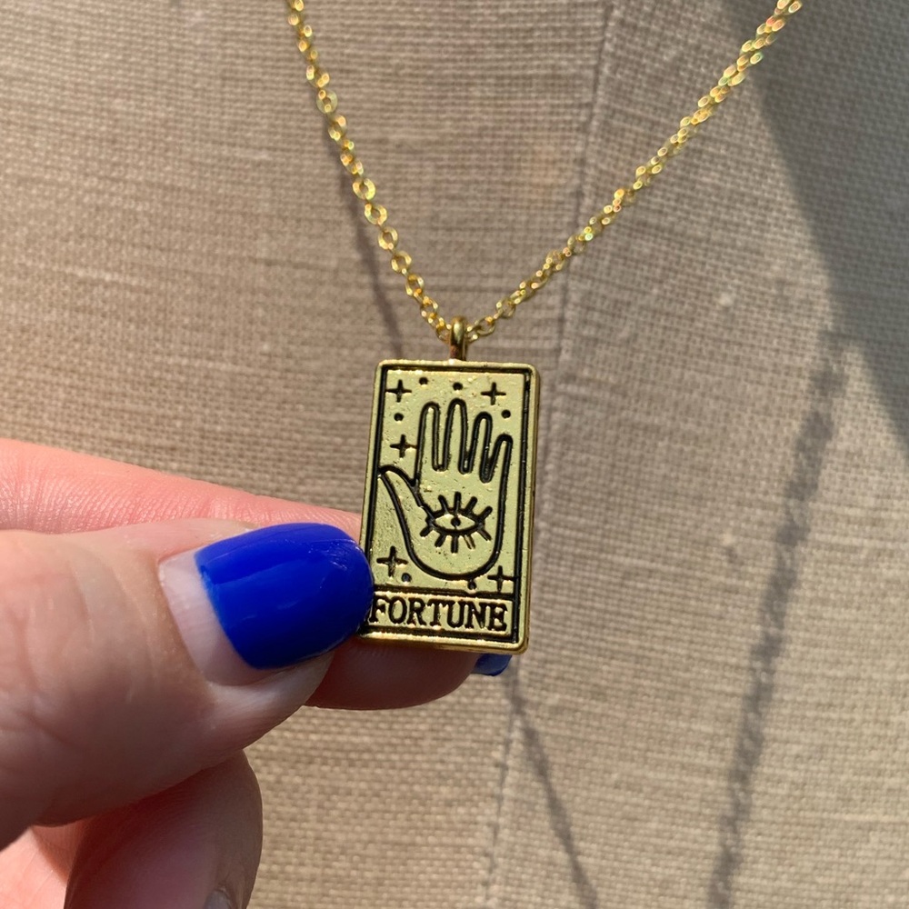 NWT Reversible Sterling Silver Plated Chain, Fortune Tarot Card Alloy Necklace - Picture 8 of 14